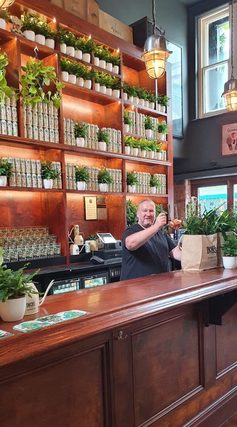 Ian preparing pub with plants